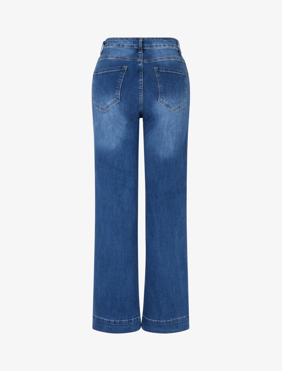 Jean taille haute coupe droite - Bleu - 2