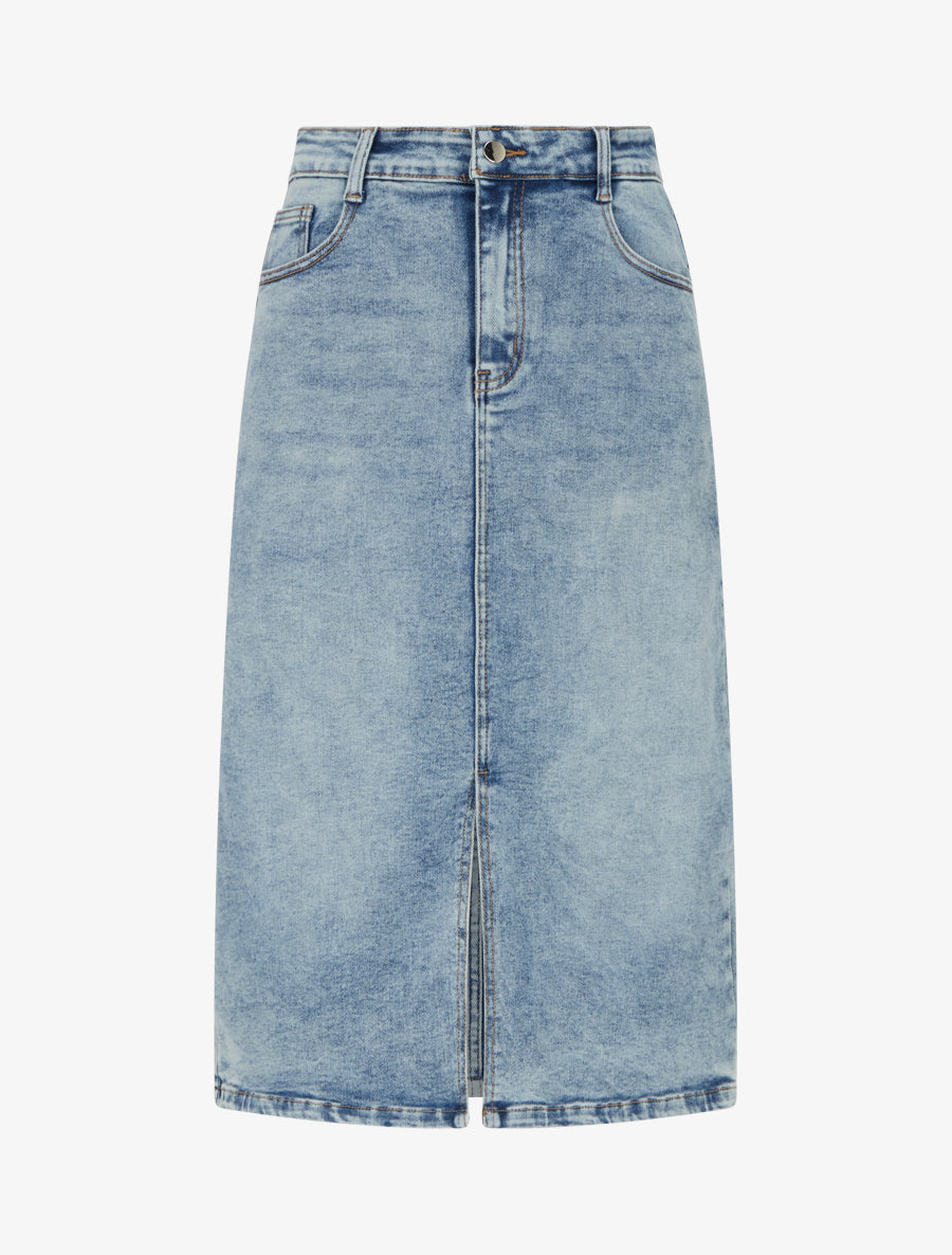 Jupe en jean délavée - Bleu - 1