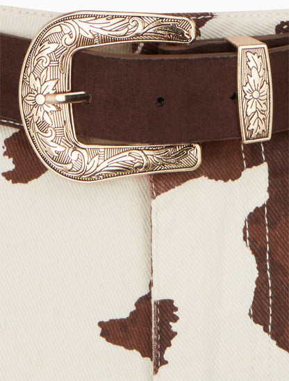 Short taille haute imprimé vache - Beige - 3