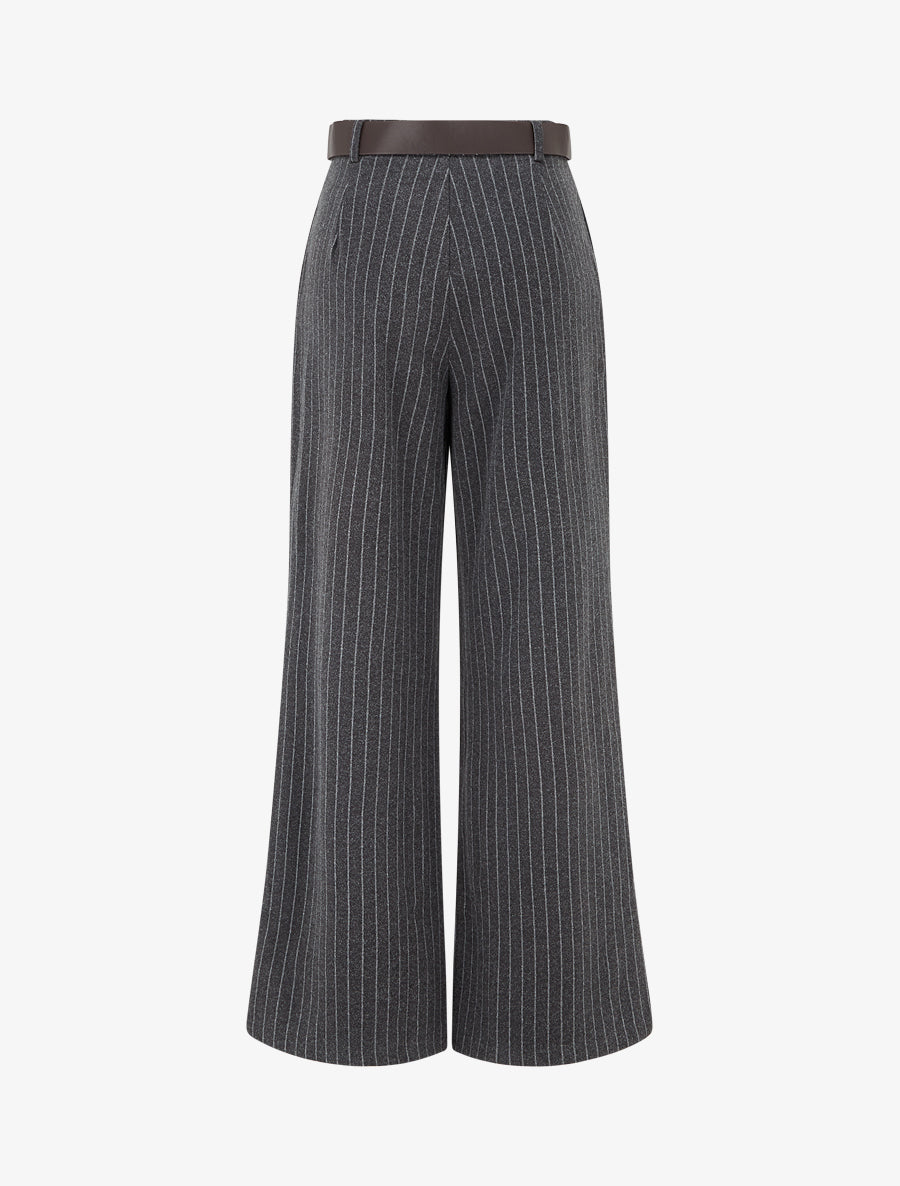 Pantalon ample taille haute à rayures - Gris anthracite - 2