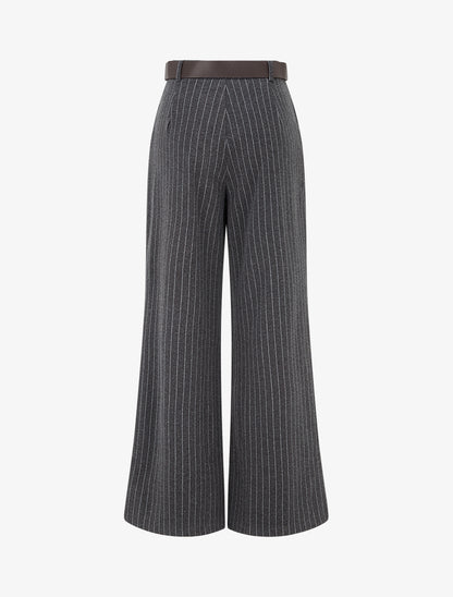 Pantalon ample taille haute à rayures - Gris anthracite - 2