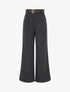 Pantalon ample taille haute à rayures - Noir - 1