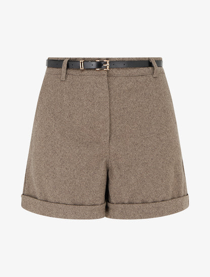 Short ample en flanelle motif chevron - Taupe - 1