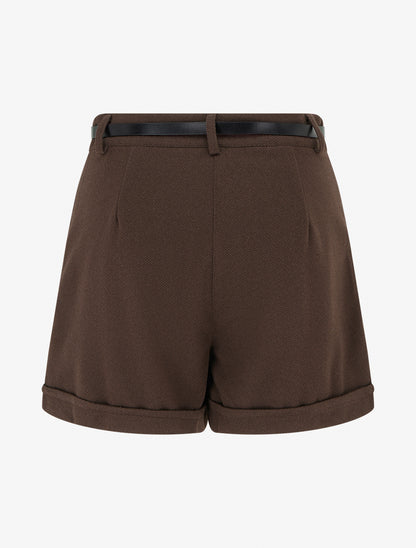 Short ample en flanelle motif chevron - Marron - 2