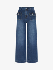 Jean à 4 poches coupe wide leg - Bleu denim - 1