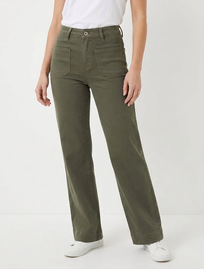 Jean uni à 4 poches coupe wide leg - Kaki