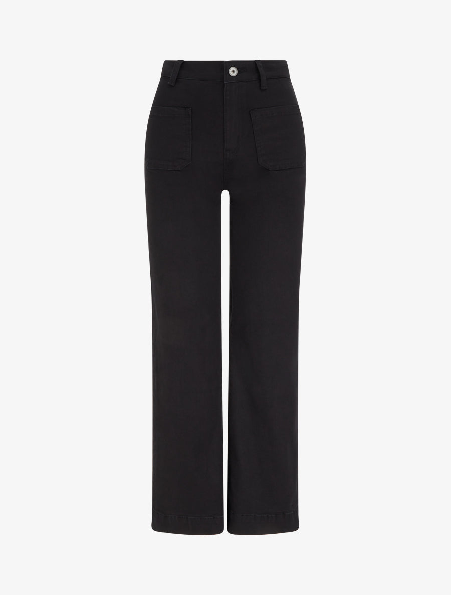 Jean uni à 4 poches coupe wide leg - Noir - 1