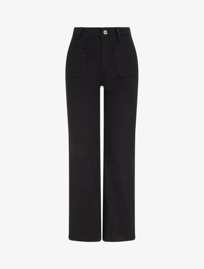 Jean uni à 4 poches coupe wide leg - Noir - 1