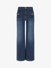 Jean délavé coupe wide leg - Bleu brut - 1