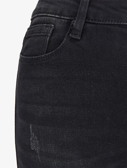 Jean skinny légèrement délavé et griffé - Noir - 3