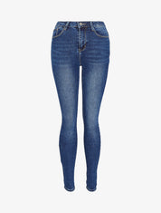 Jean skinny délavé à bords à revers - Bleu denim - 4