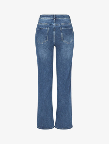 Jean à fermeture boutonnée coupe droite - Bleu - 2