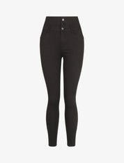 Jean skinny push up taille haute 3 boutons - Noir - 1