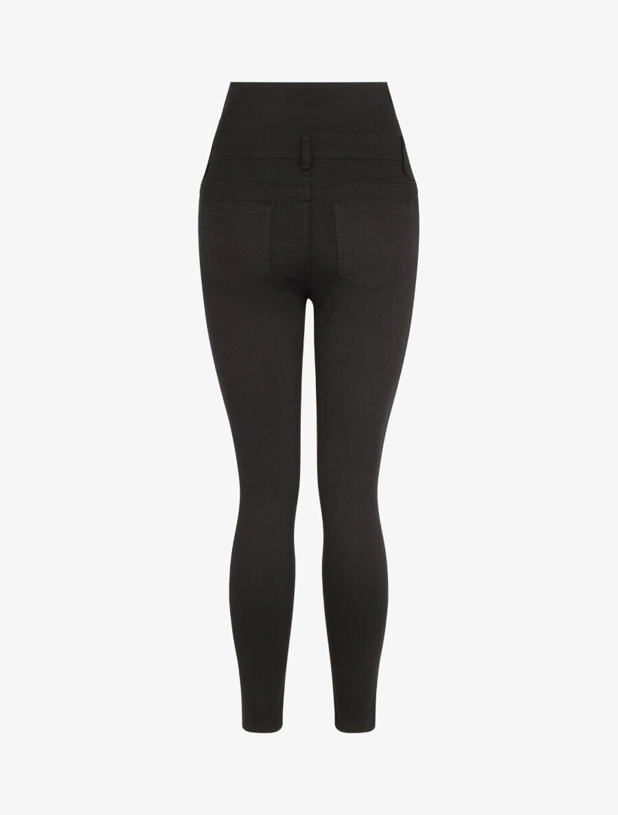Jean skinny taille haute boutonnée - Noir - 2
