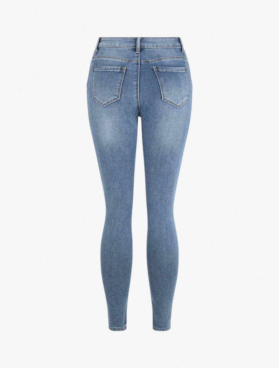 Jean skinny taille haute poches boutonnées - Bleu clair - 2