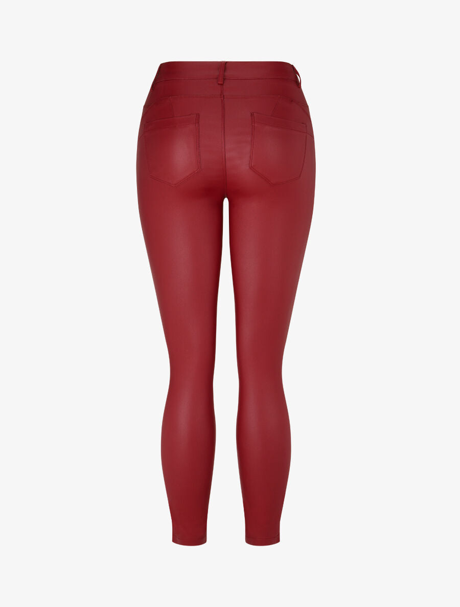 Jean skinny taille standard effet ciré - Bordeaux - 2