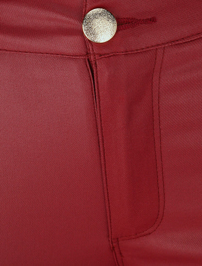 Jean skinny taille standard effet ciré - Bordeaux - 3