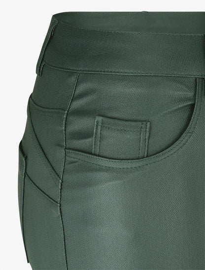 Jean skinny taille standard effet ciré - Vert foncé - 3