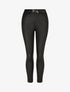 Pantalon uni en simili à détail bijou - Noir - 1