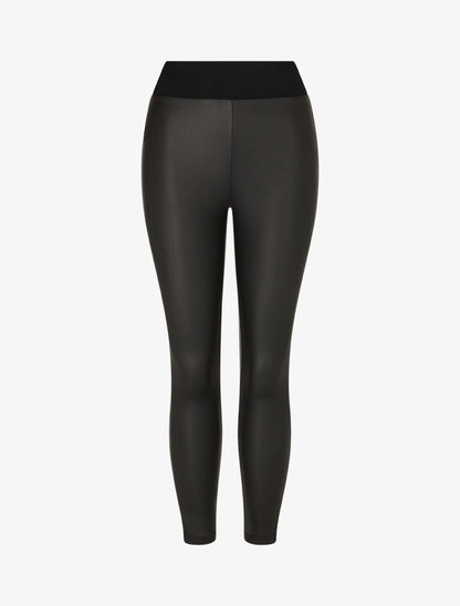Legging uni en simili élastiqué - Noir - 5