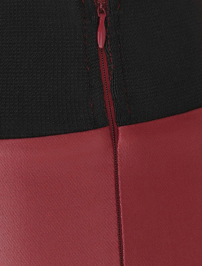 Legging uni en simili élastiqué - Bordeaux - 3