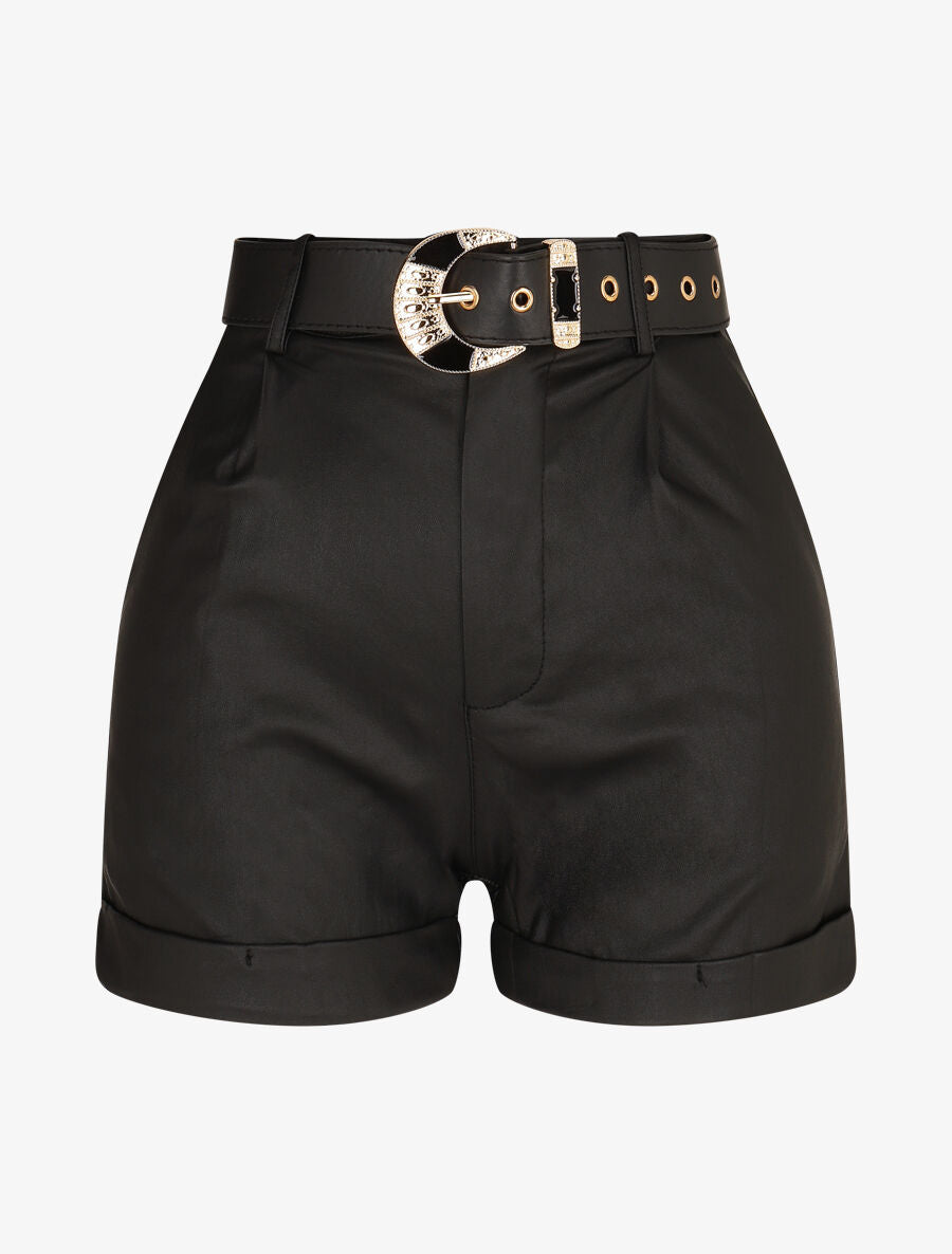 Short en simili à revers - Noir - 5