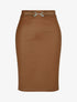 Jupe droite fendue en simili - Camel - 5