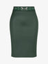Jupe droite fendue en simili - Vert sapin - 1