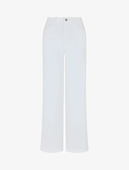 Jean wide leg taille haute coupe droite - Blanc - 1