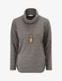 Pull fin à rayures irisées et côtés froncés - Gris - 4
