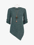 Pull long asymétrique et lamé - Vert sapin - 5