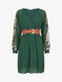 Robe patineuse à manches imprimées - Vert sapin - 1
