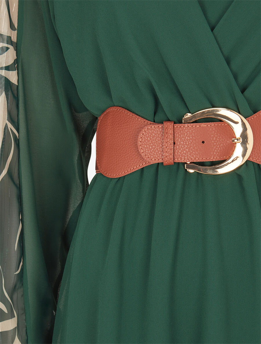 Robe patineuse à manches imprimées - Vert sapin - 3