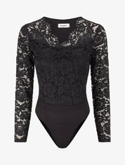 Body en dentelle doublée - Noir - 1