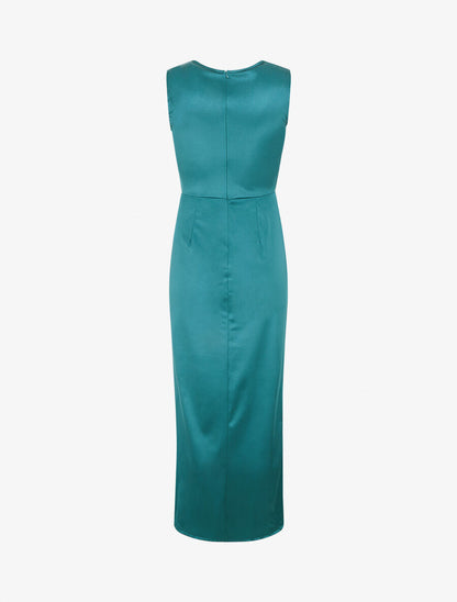 Robe de soirée coupe sirène drapée - Vert émeuraude - 2
