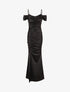Robe longue fendue à épaules dénudées - Noir - 5