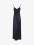 Robe longue fendue à fines bretelles - Bleu nuit - 4