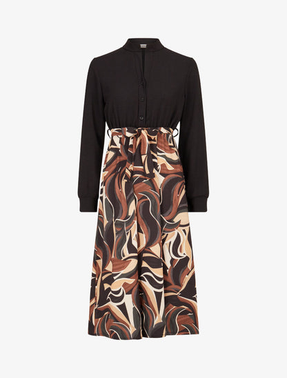 Robe imprimée à buste chemise - Noir - 4