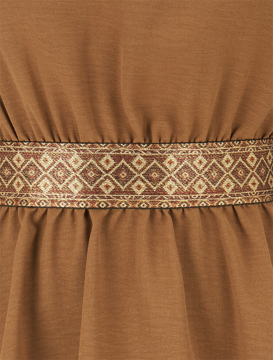 Blouse élastiquée à bande irisée - Camel - 3