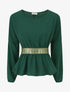 Blouse élastiquée à bande irisée - Vert sapin - 4