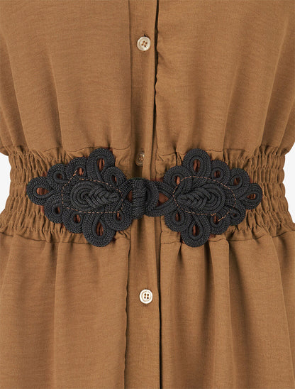 Chemise à taille élastiquée - Camel - 3