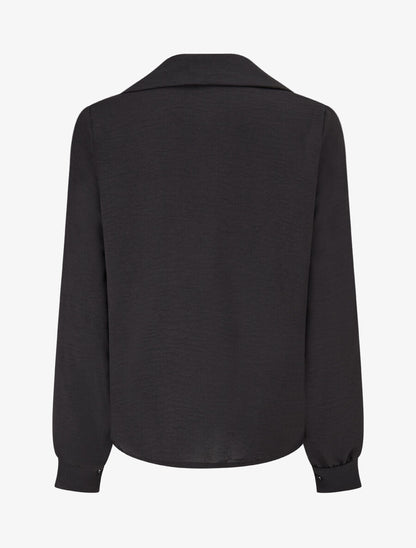 Chemise unie à col brodé - Noir - 2