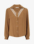 Chemise unie à col brodé - Camel - 1