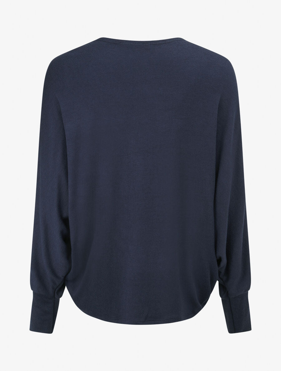 Gilet uni à manches dolman - Marine - 2