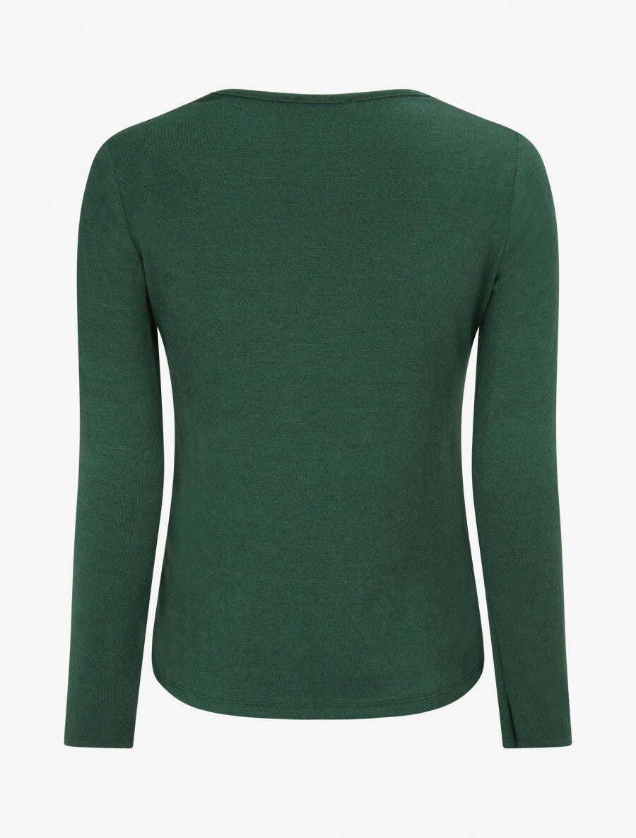 Pull fin à bande brodée - Vert sapin - 2