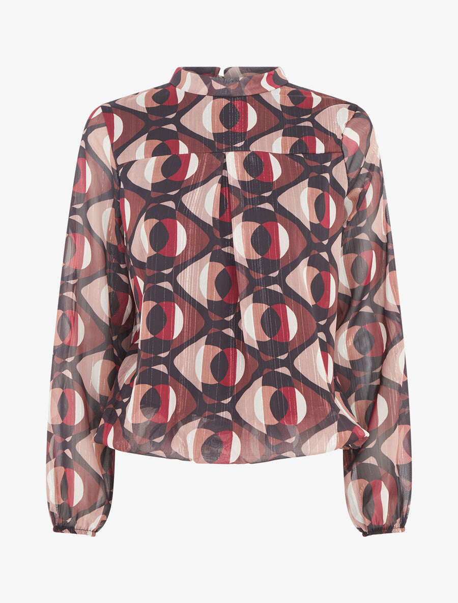 Blouse irisée et imprimé géométrique - Noir - 5