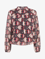 Blouse irisée et imprimé géométrique - Noir - 5