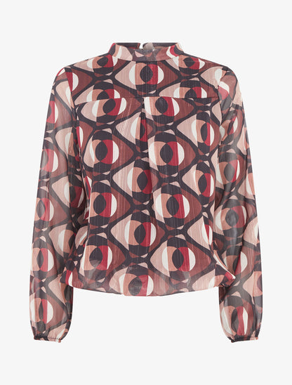 Blouse irisée et imprimé géométrique - Noir - 5