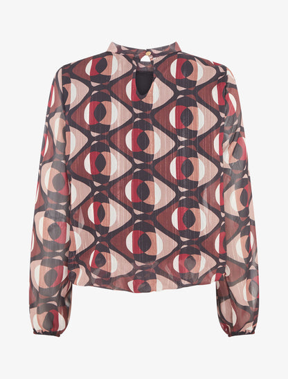 Blouse irisée et imprimé géométrique - Noir - 2