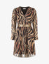Robe fluide imprimé zébre à taille stylisée - Noir - 1
